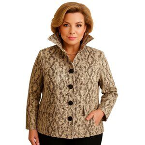 Chico's Linen Jacket Coat Blazer Snakeskin WOMAN'S Women's Size 3 Extra LARGE 16